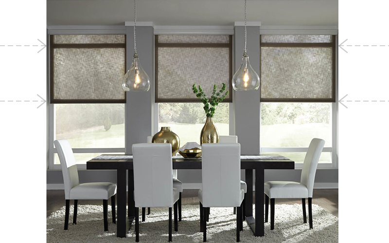 Lutron shades and lighting in a living room